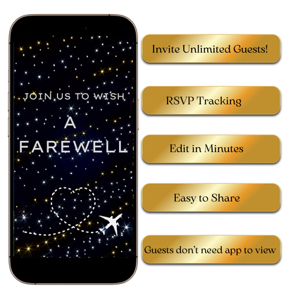 Digital Farewell Party Video Invitation – Bon Voyage Animated Evite Template MP4 Invite