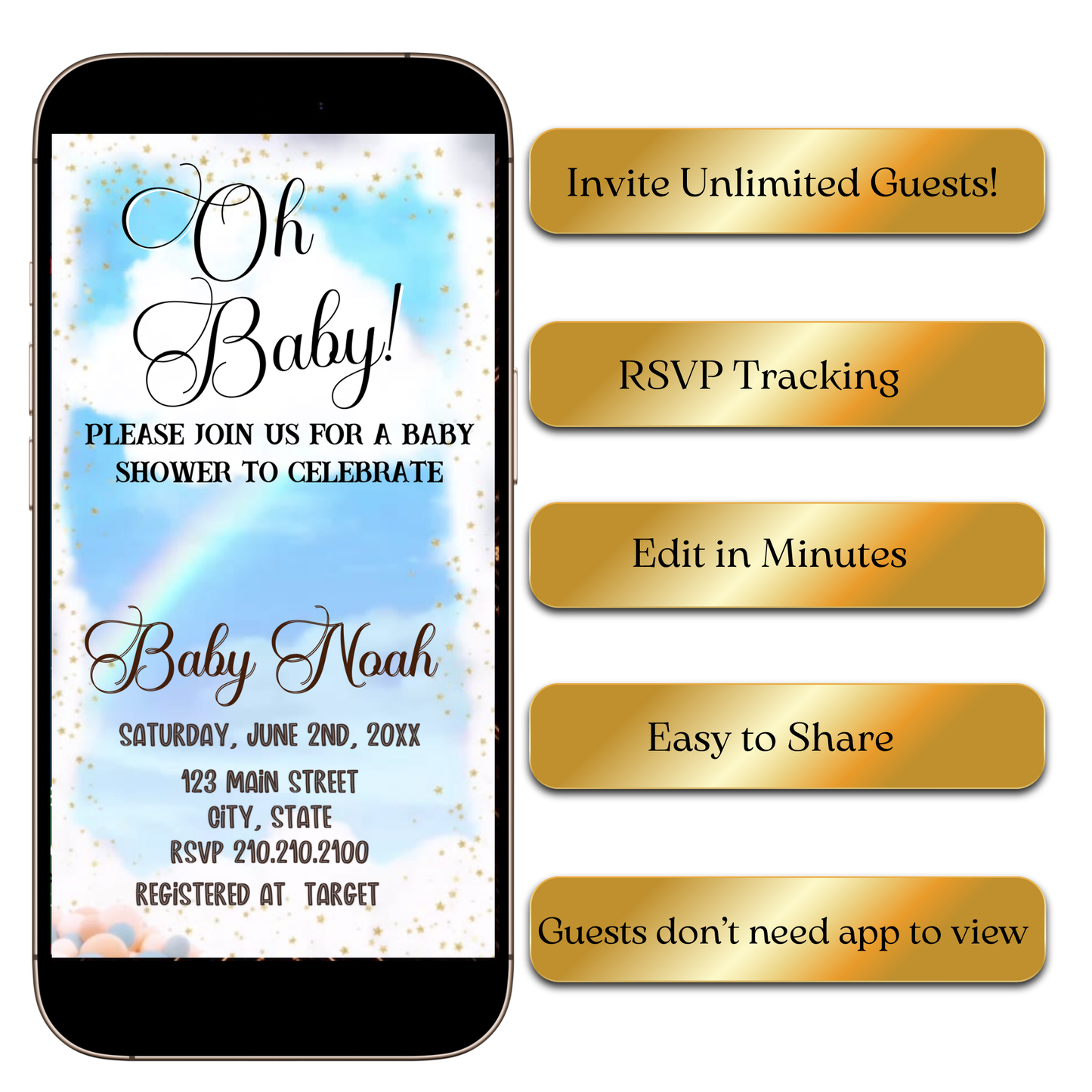 Editable gender neutral baby shower video invite online