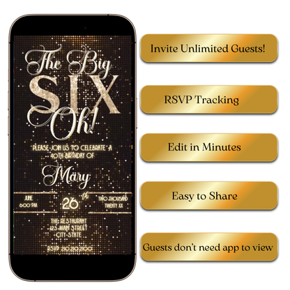 Digital Elegant Gold Glamour Video Invitation MP4 Invite