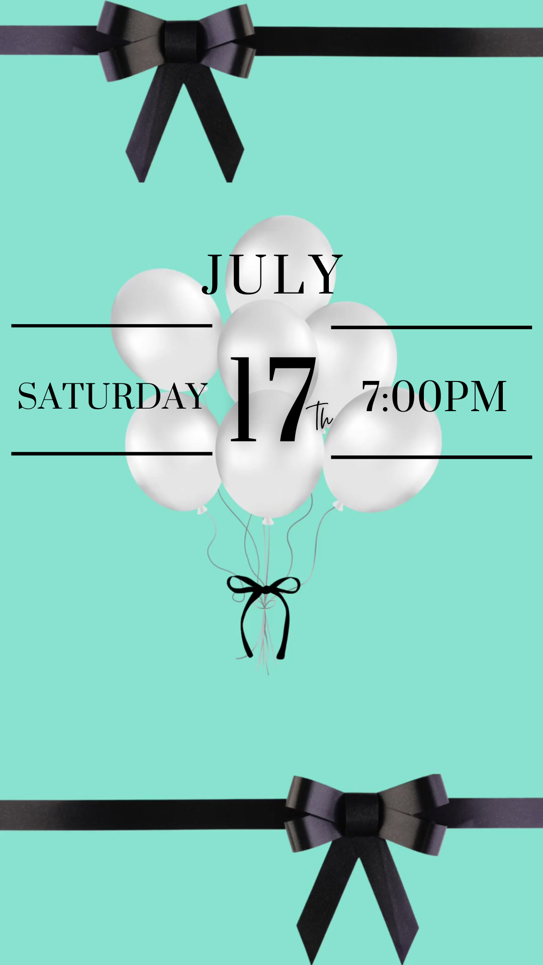 Glam Tiffany-blue and black video invitation with pearls and diamonds