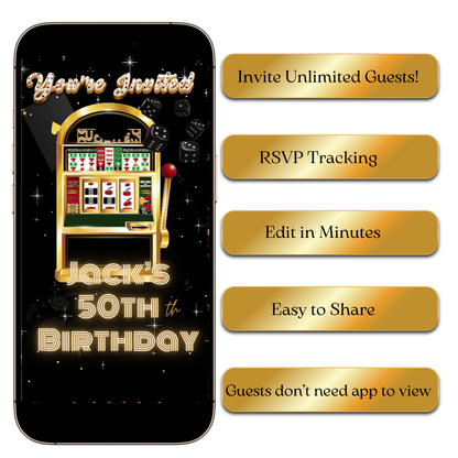 Digital Jackpot Casino Night Video Invite – Poker Party Animated Template MP4 Invite
