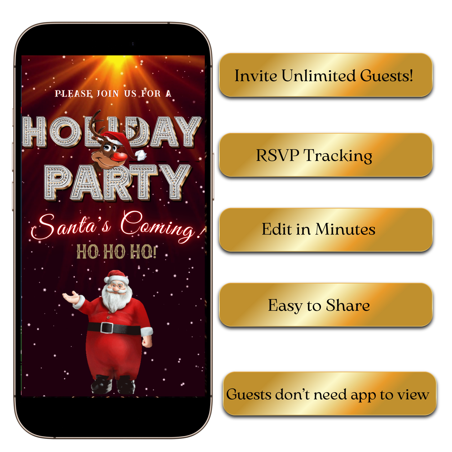 Animated Santa Deluxe festive video invitation with deluxe graphics