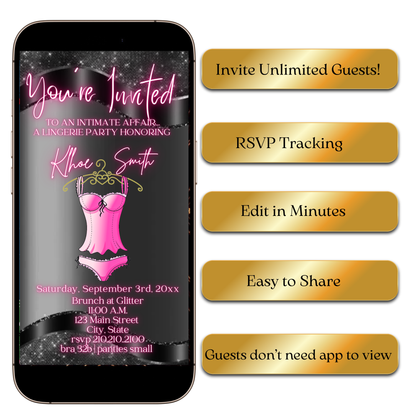 Digital Glam Pink Lingerie Video Invitation MP4 Invite