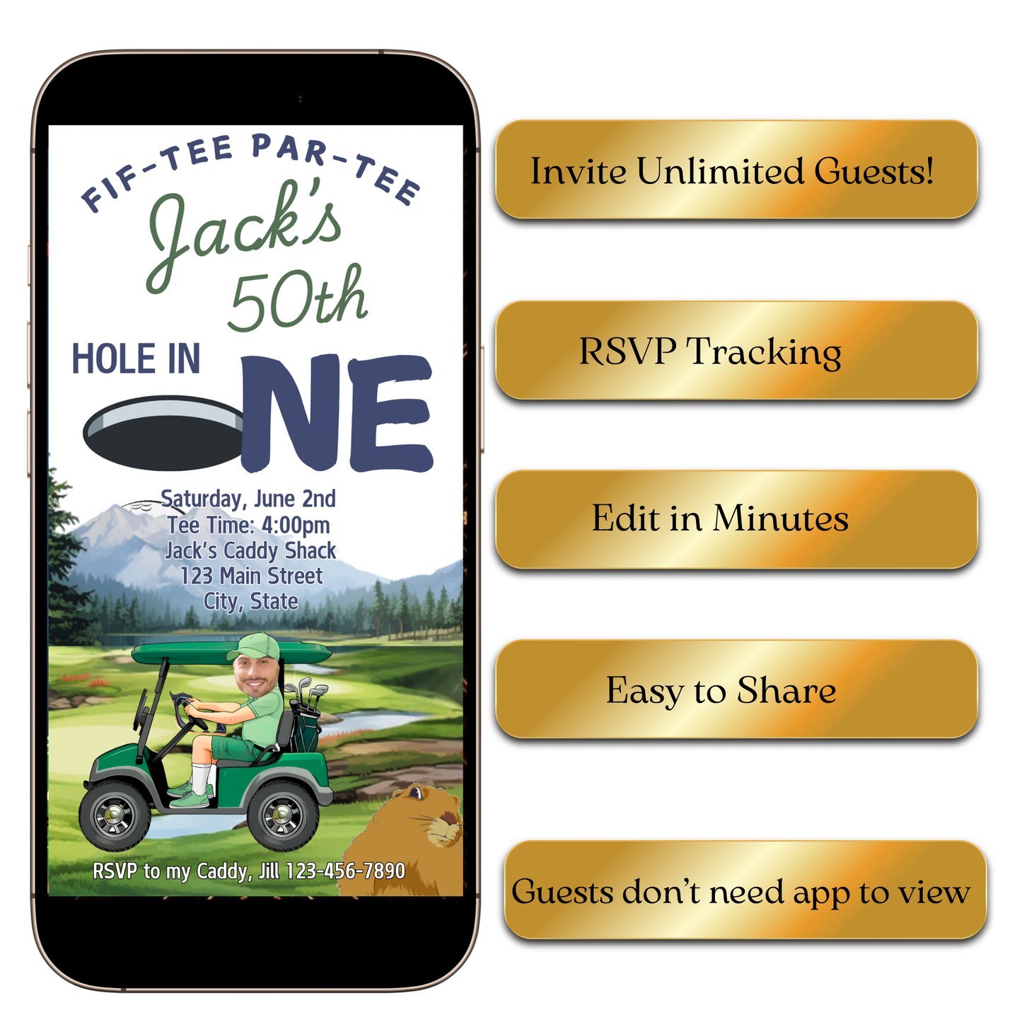 Instagram feed preview of golf party video invitation