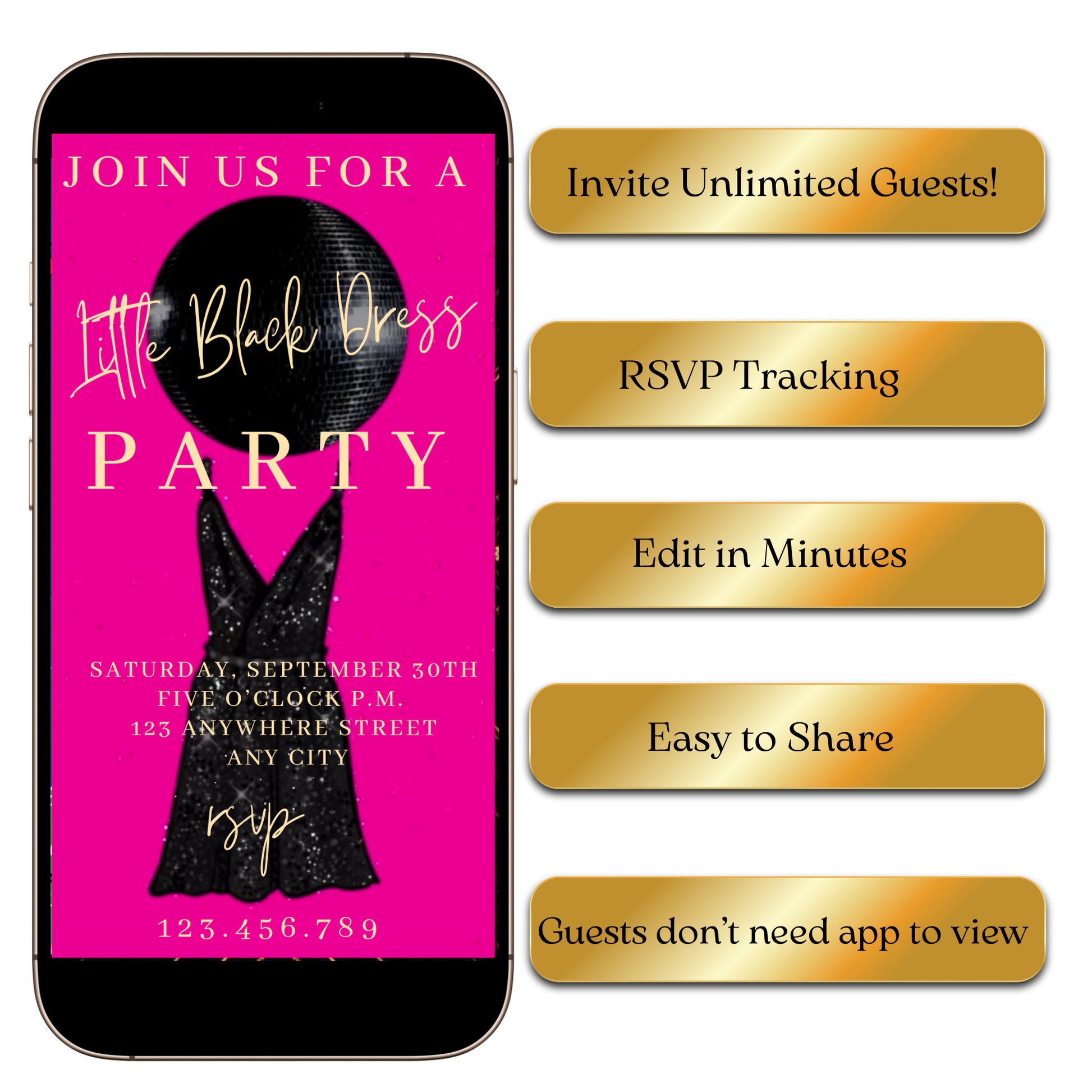 Digital Little Black Dress Theme Video Invitation MP4 Invite