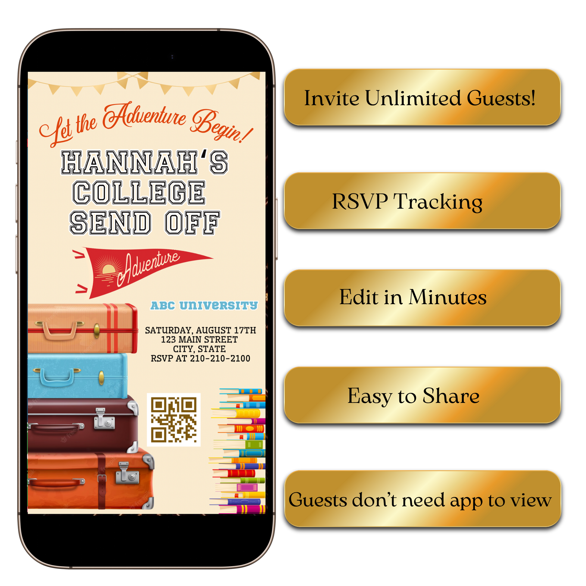 Digital College Bound Adventure Digital Video Invitation MP4 Invite