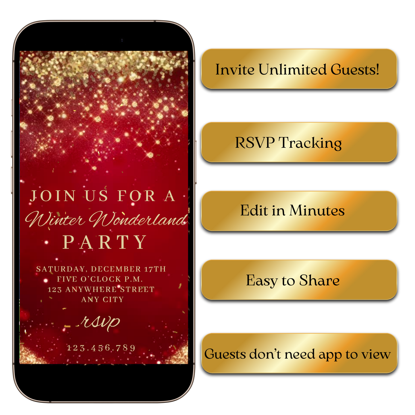 Editable elegant winter video invite template online