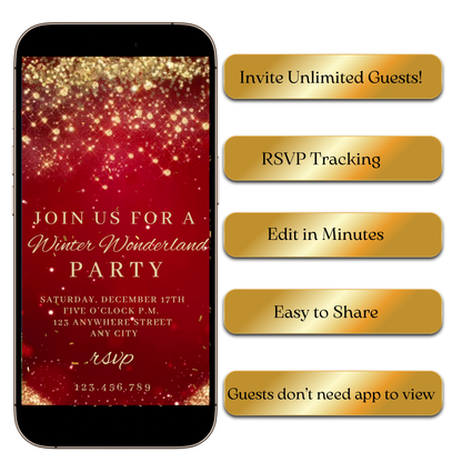 Editable elegant winter video invite template online