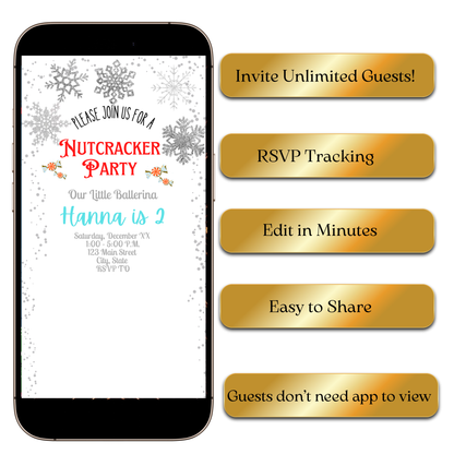 Festive Nutcracker party digital invite preview on WhatsApp