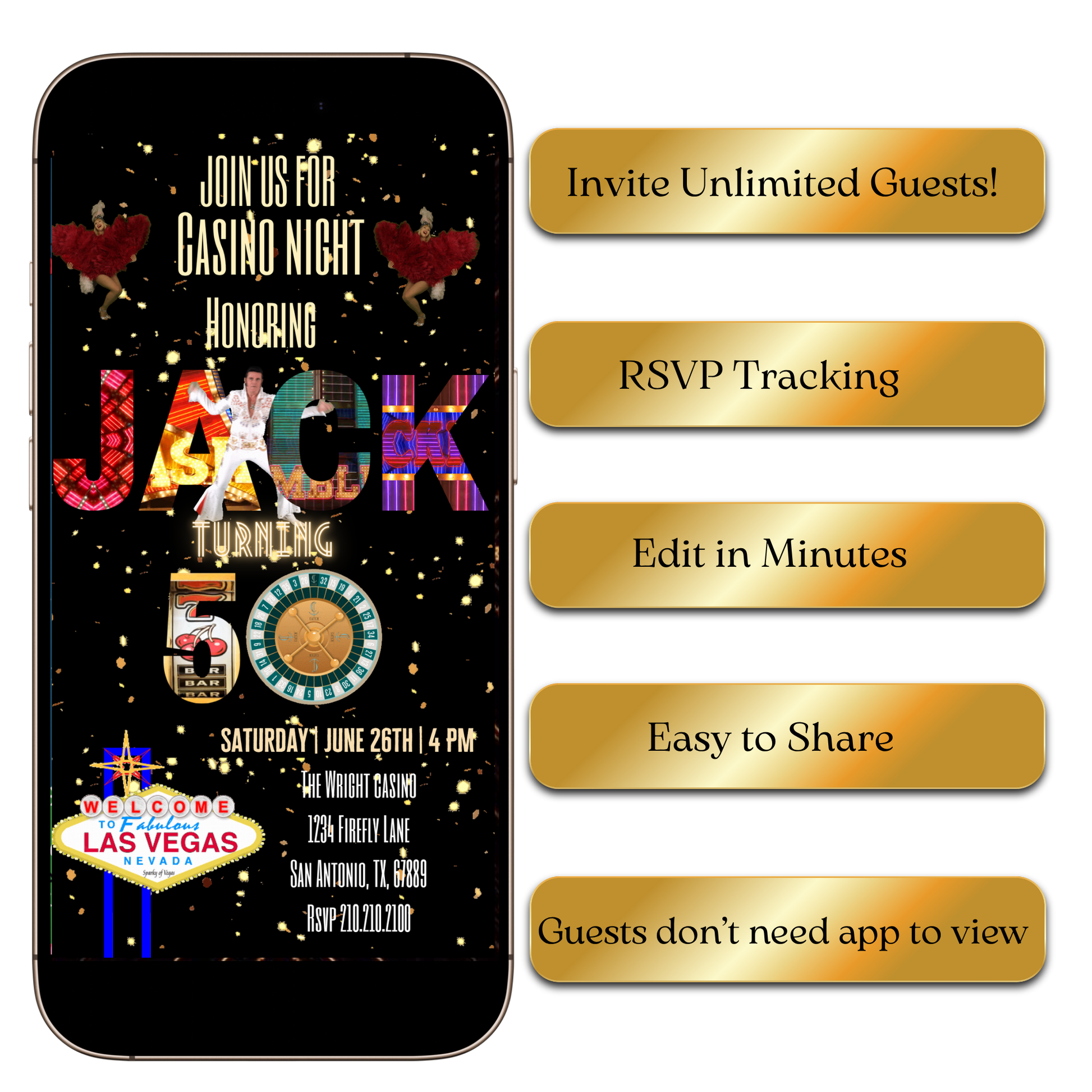 Digital Las Vegas Casino Night Video Invitation MP4 Invite