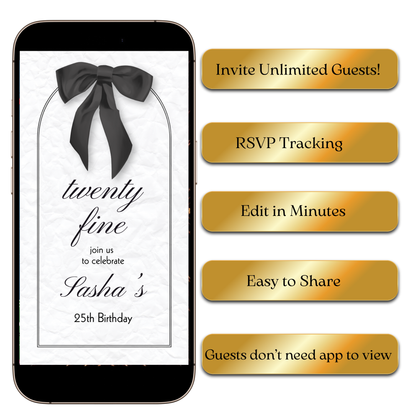 Elegant Twenty Fine Birthday Party Video Invite for Mobile Sharing