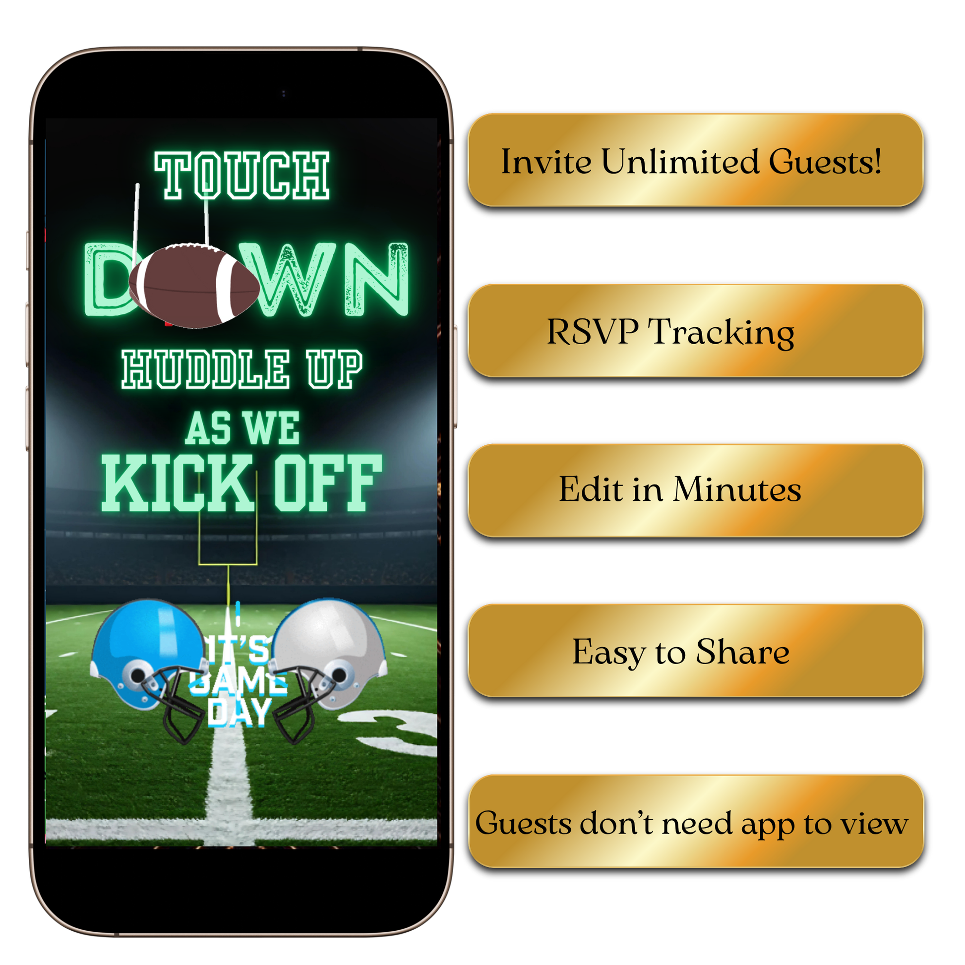 Date/time layout with bold numerals and goal-post divider