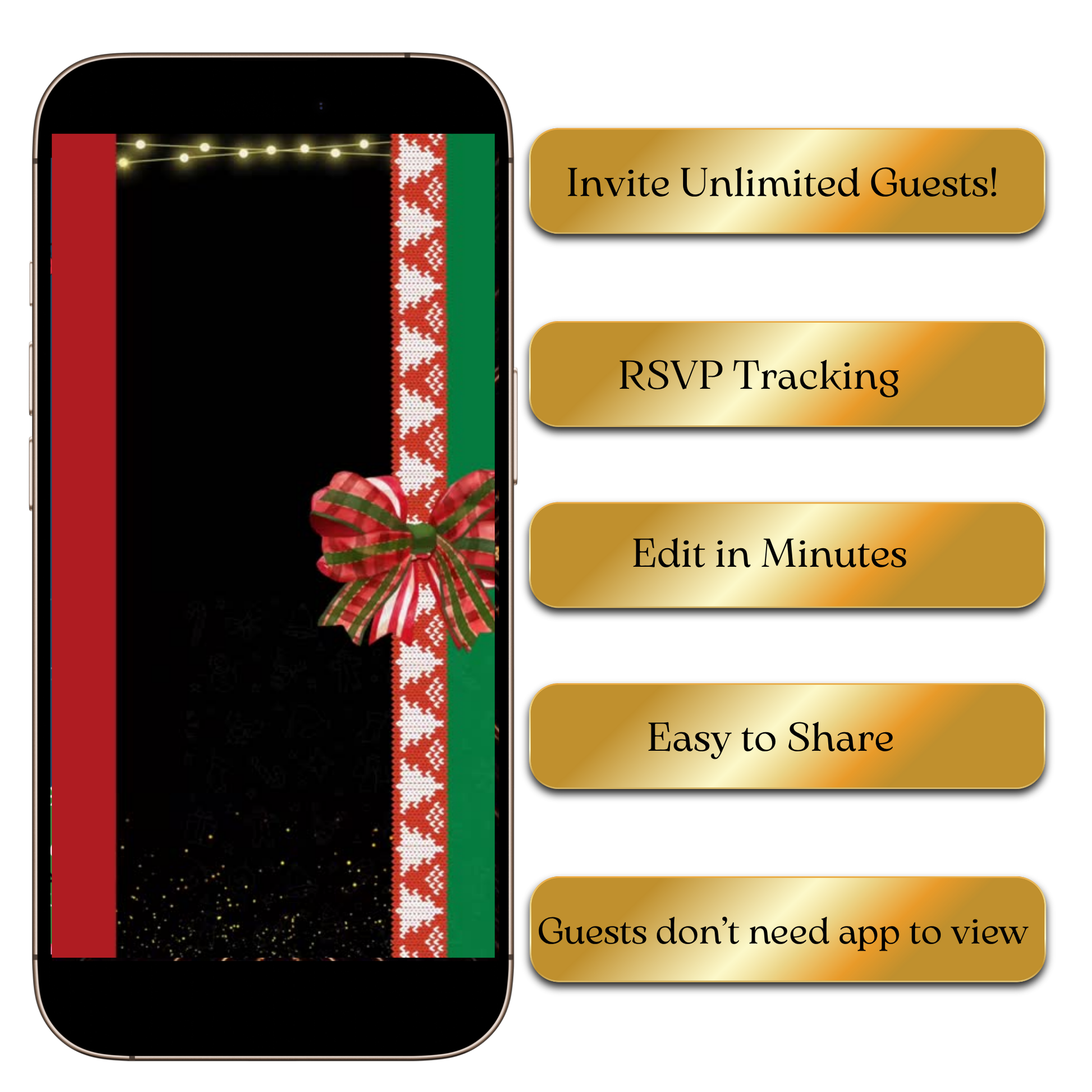 Black festive lights knit sweater animated invite