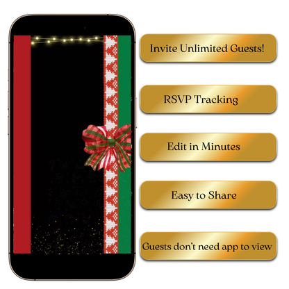 Black festive lights knit sweater animated invite