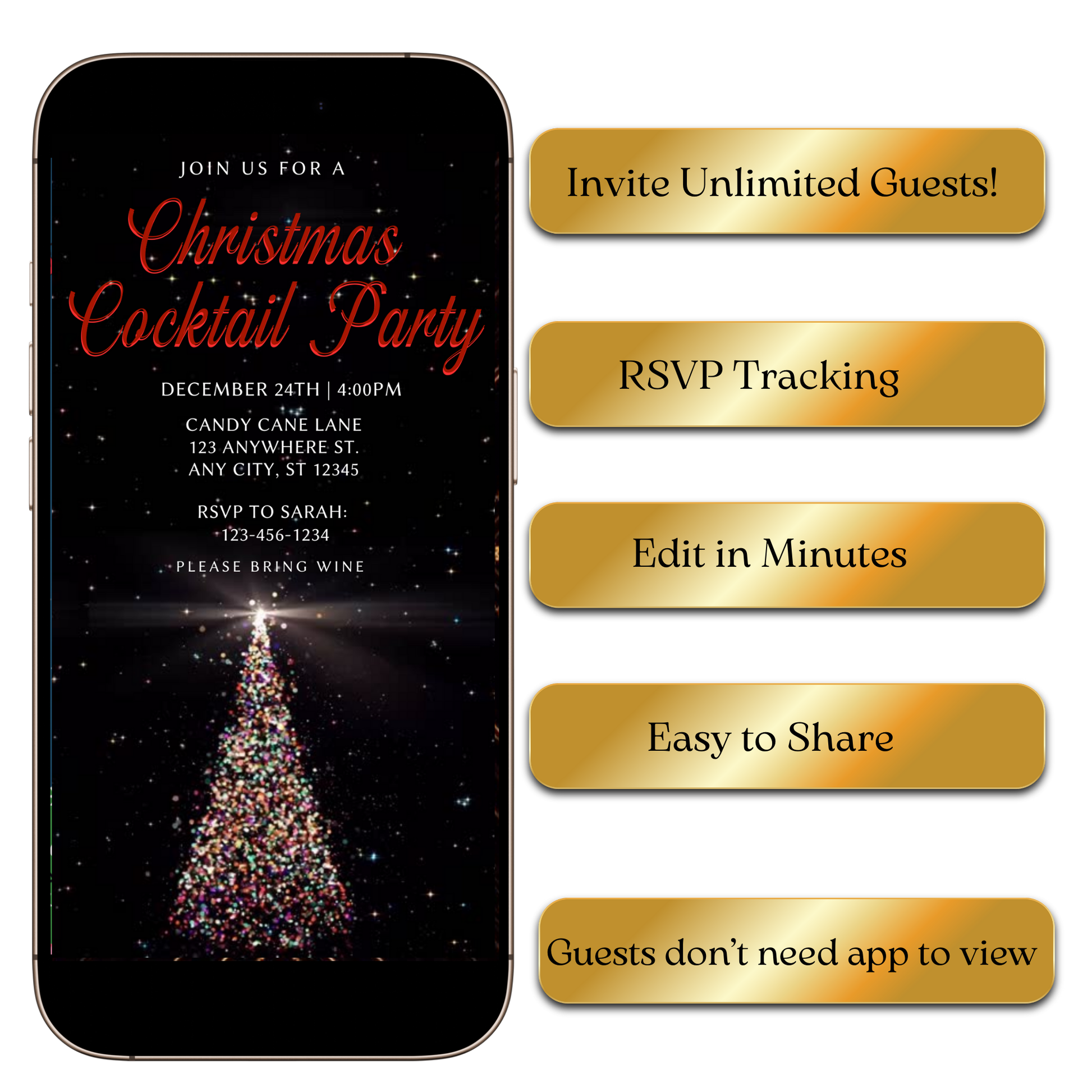 Cocktail party video invitation preview shown on laptop screen