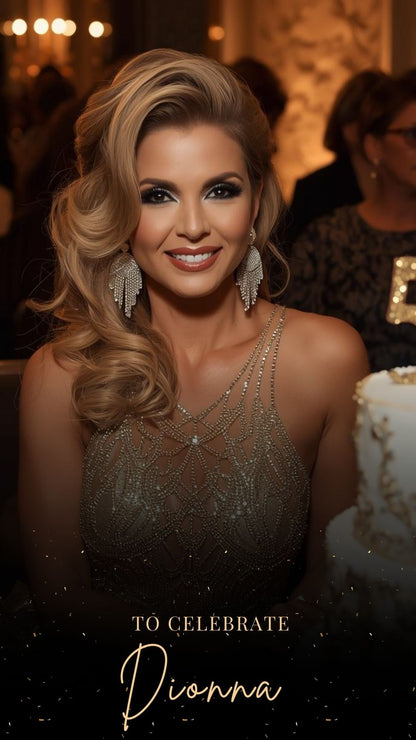 Editable maroon glam 50th birthday party video invitation displayed on a mobile phone, featuring an animated vertical digital invite with music, created in Canva. This premium video invitation template is designed for sharing by text, email, and social media and works with an interactive RSVP website for easy guest response tracking.