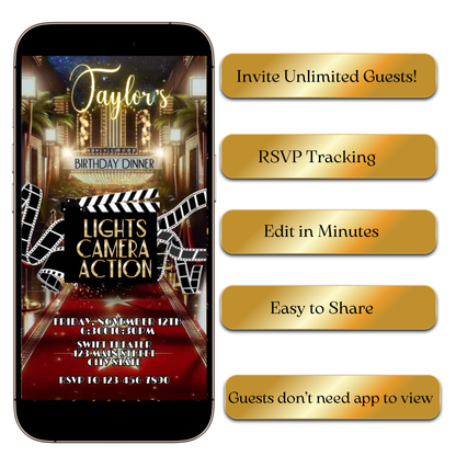Hollywood video invitation preview shown on laptop screen