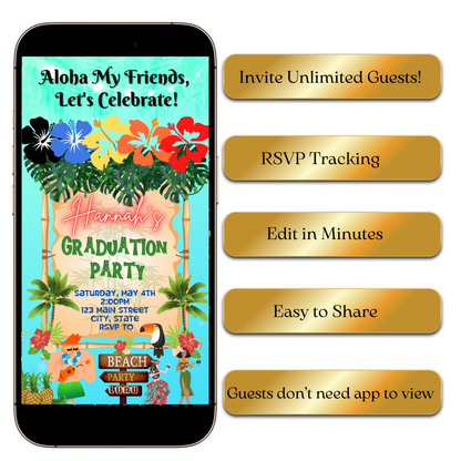 Digital Tropical Luau Digital Video Invitation MP4 Invite