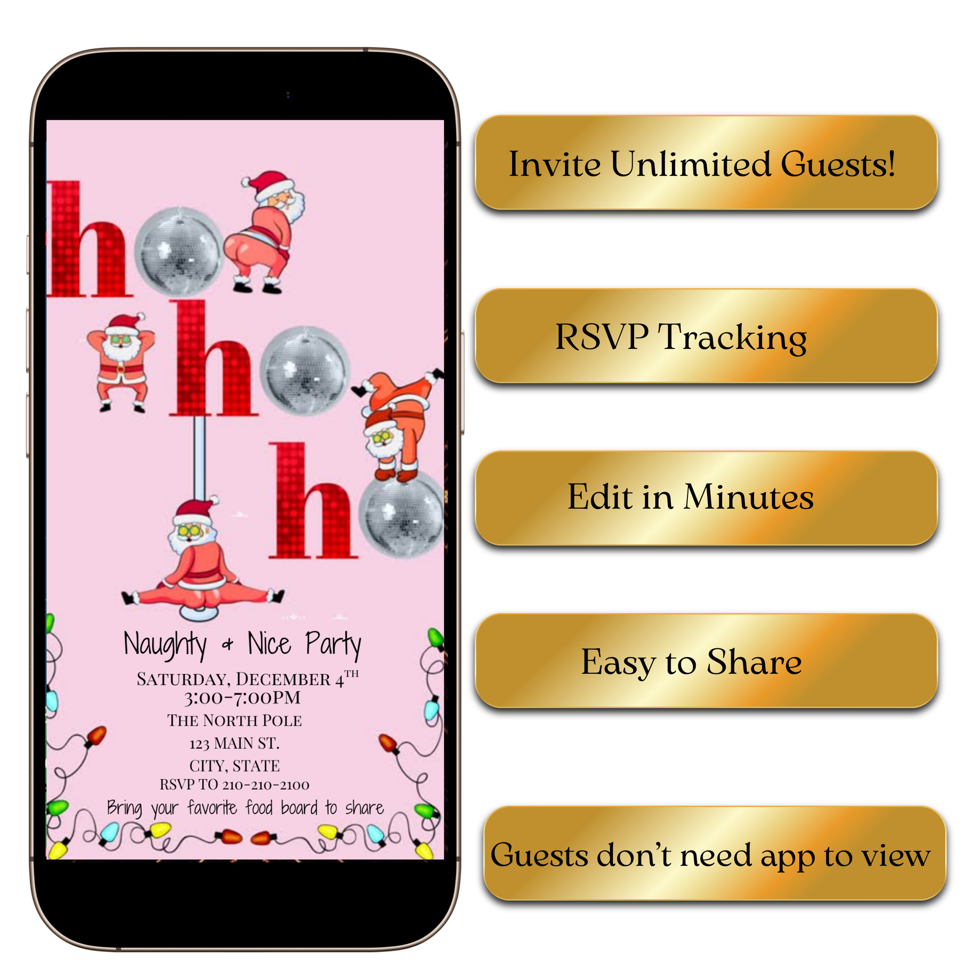 Funny Ho Ho Ho MP4 party video invitation preview on laptop