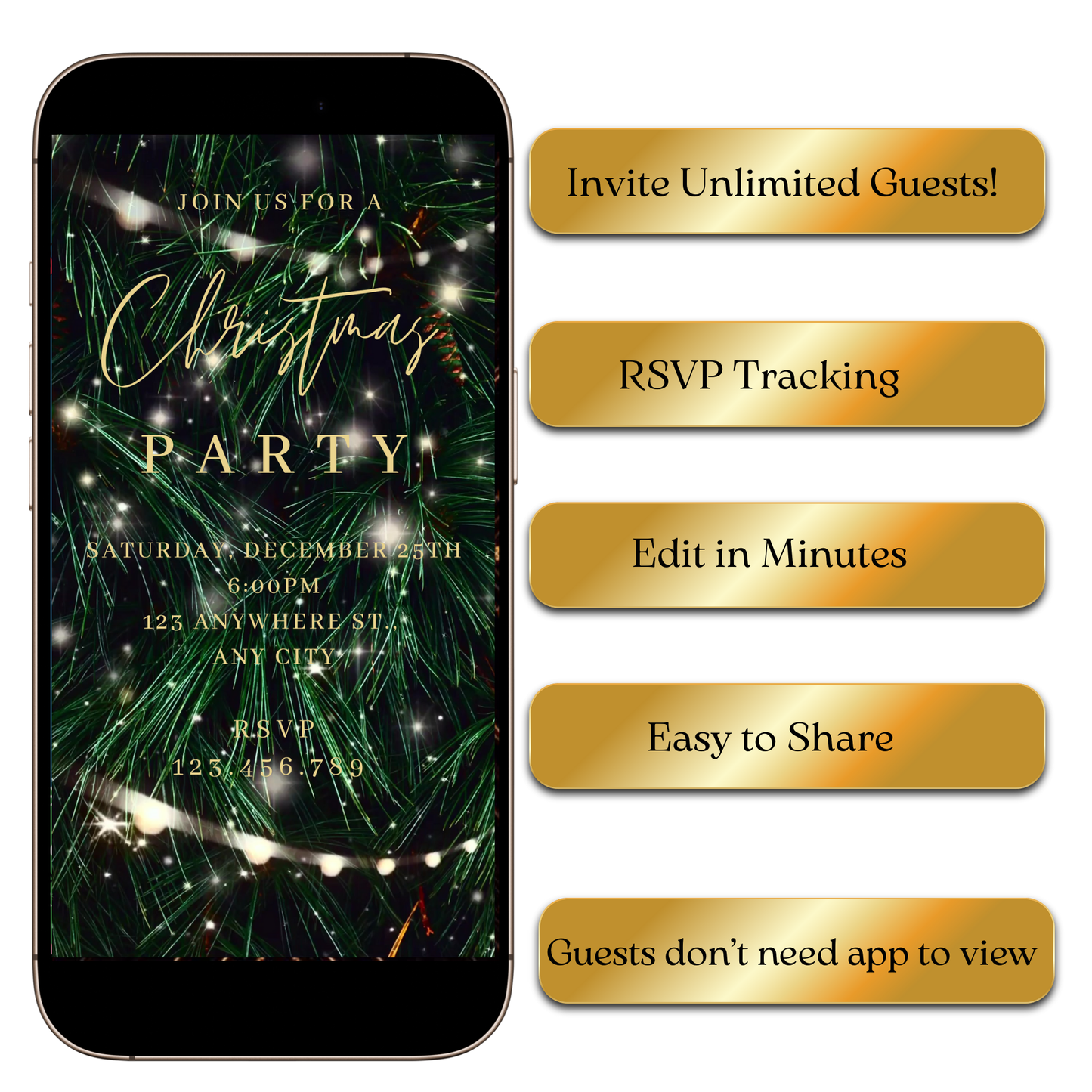 Elegant Tree MP4 party video invitation with sparkling details