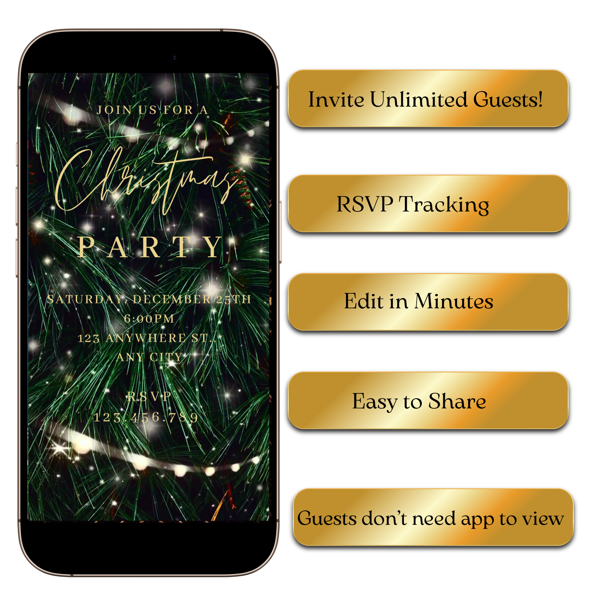Elegant Tree MP4 party video invitation with sparkling details