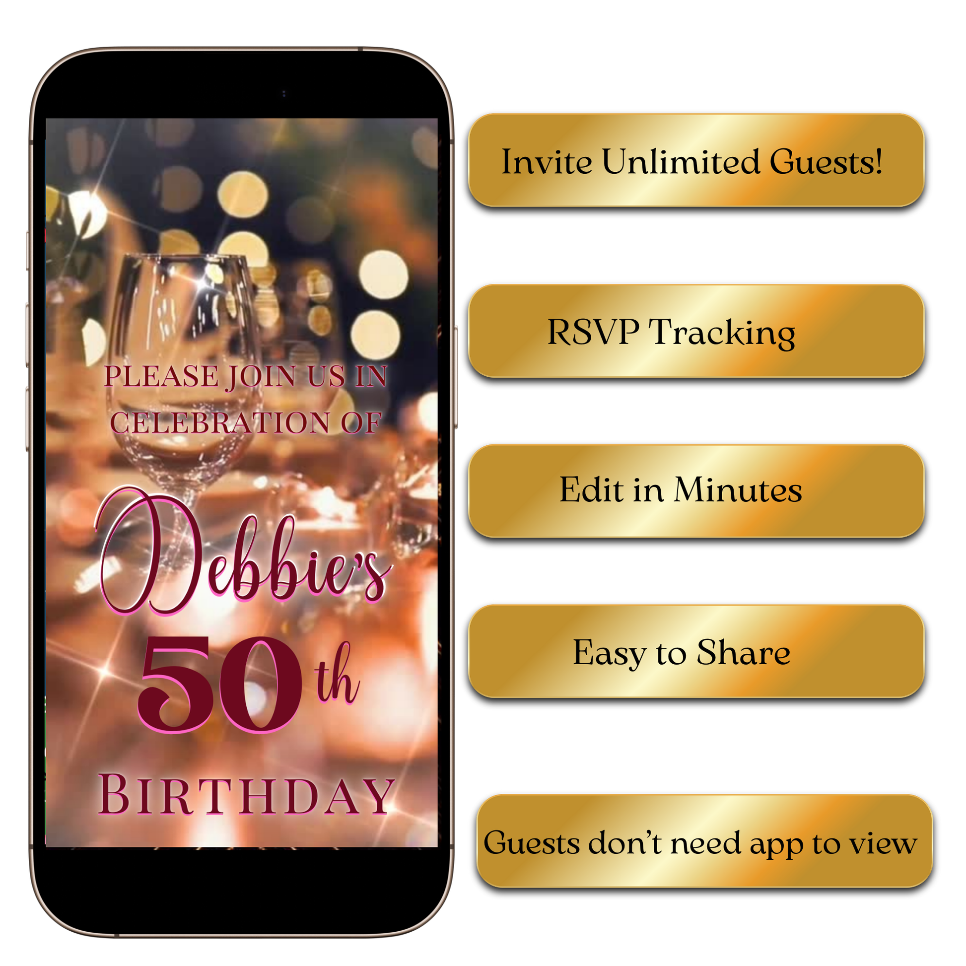 Animated Birthday Party video invitation with balloons and confetti