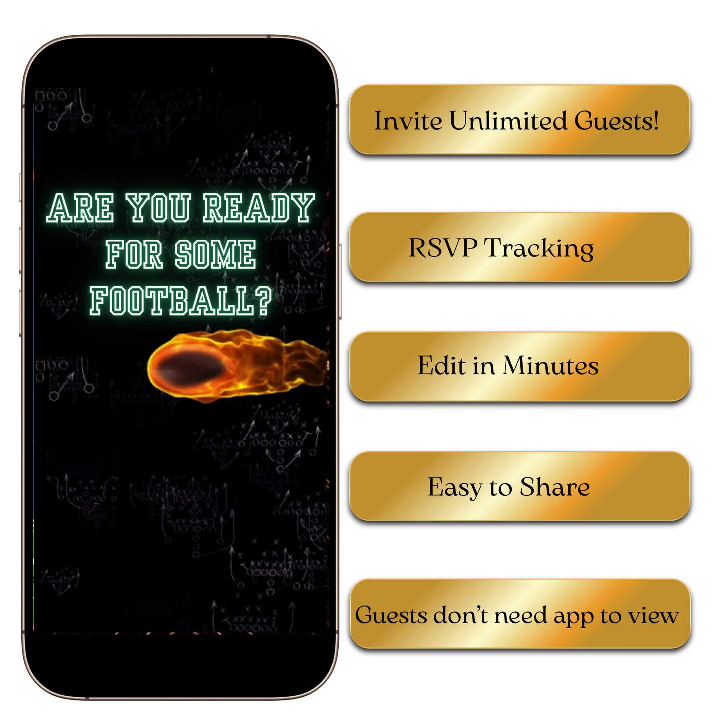 Football game day video invite editable online