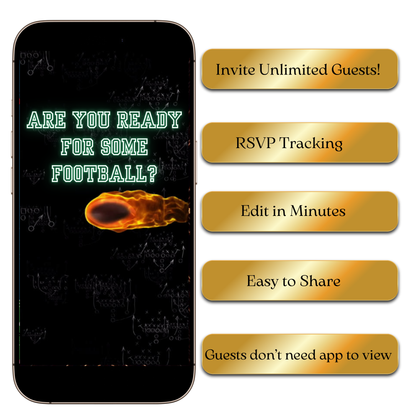 Football game day video invite editable online