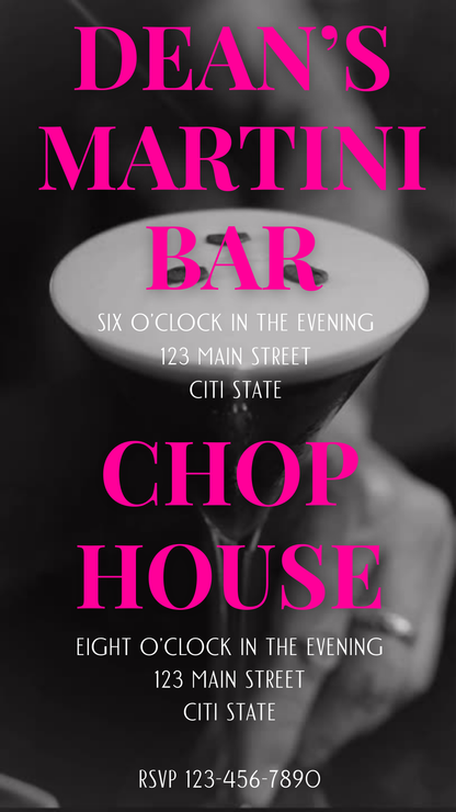 Martini in the City MP4 video invitation with glam city details