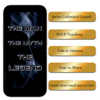 Digital The Man The Myth The Legend Birthday or Graduation Video Invitation MP4 Invite
