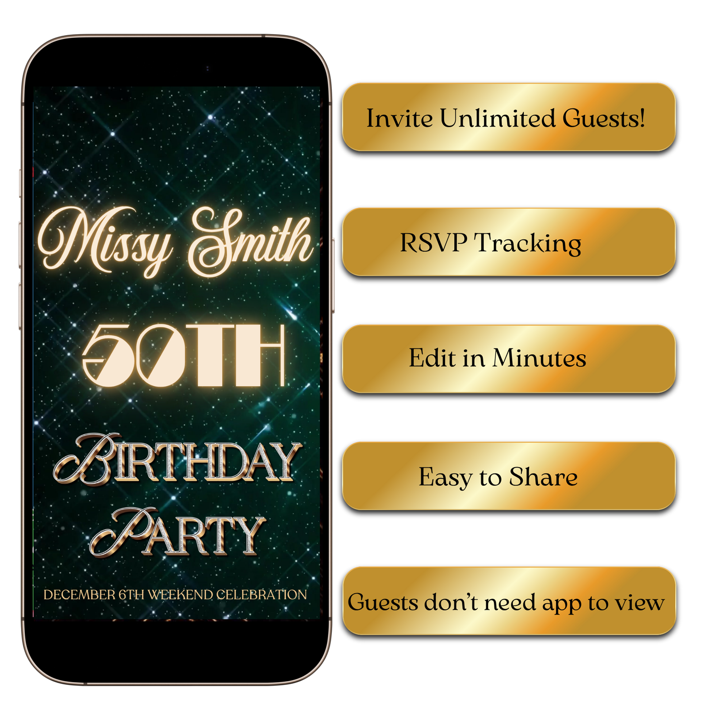 Birthday Dinner Celebration Video Invitation | Digital Luxe Party Invite | Editable Online Template