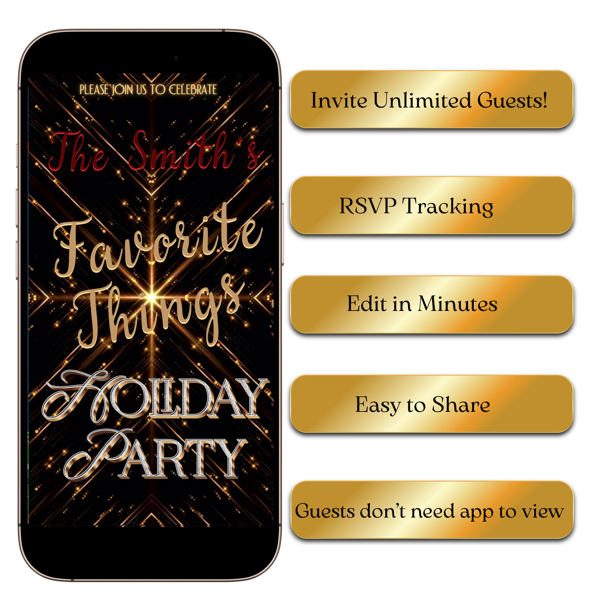 Favorite Things Holiday Party Video Invitation – Elegant Christmas Celebration Evite for Mobile Sharing