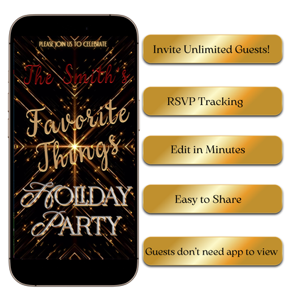 Favorite Things Holiday Party Video Invitation – Elegant Christmas Celebration Evite for Mobile Sharing