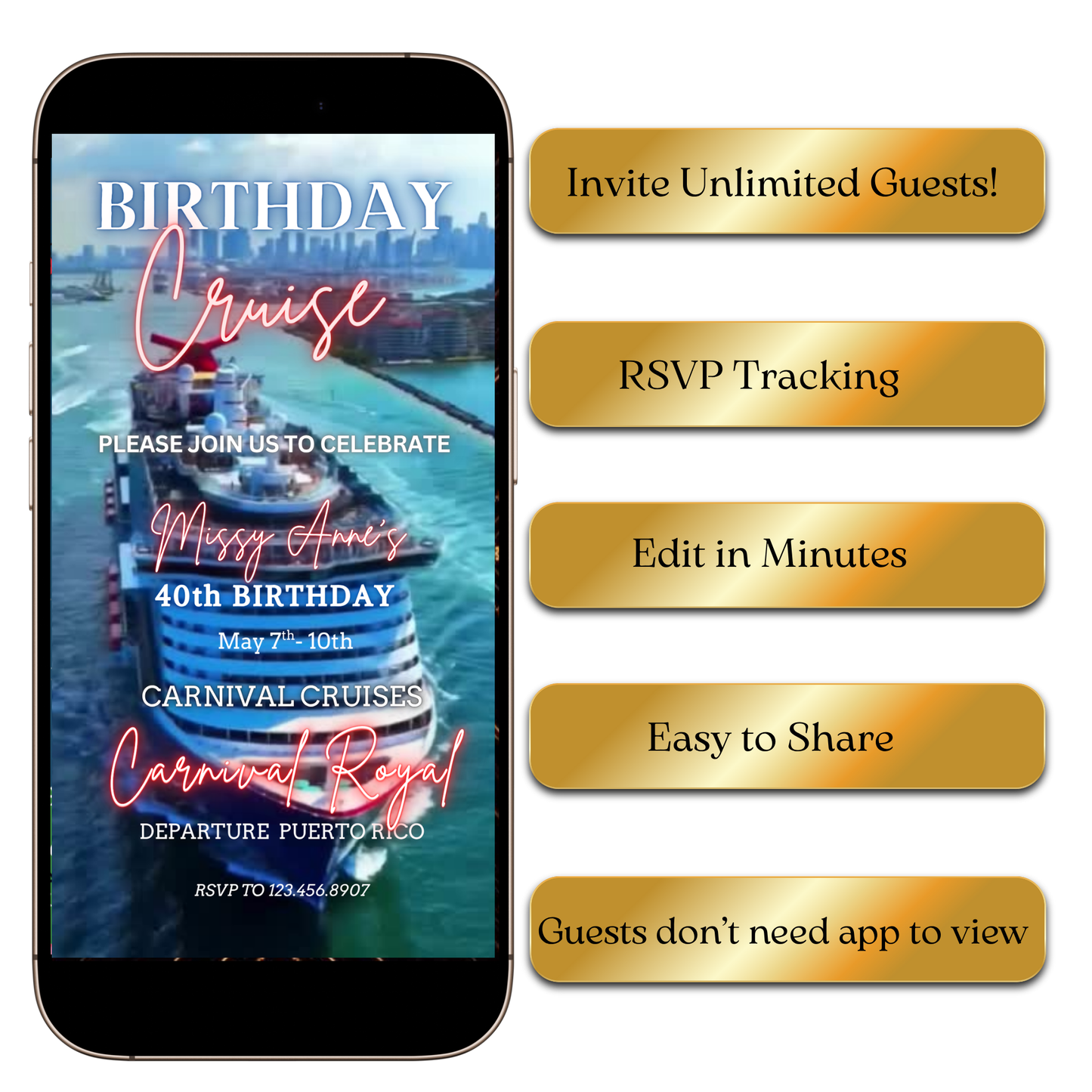 Blue waters voyage animated cruise invite template
