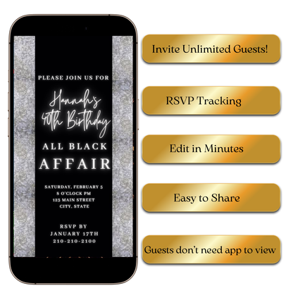 Elegant Black Video Invitation Template