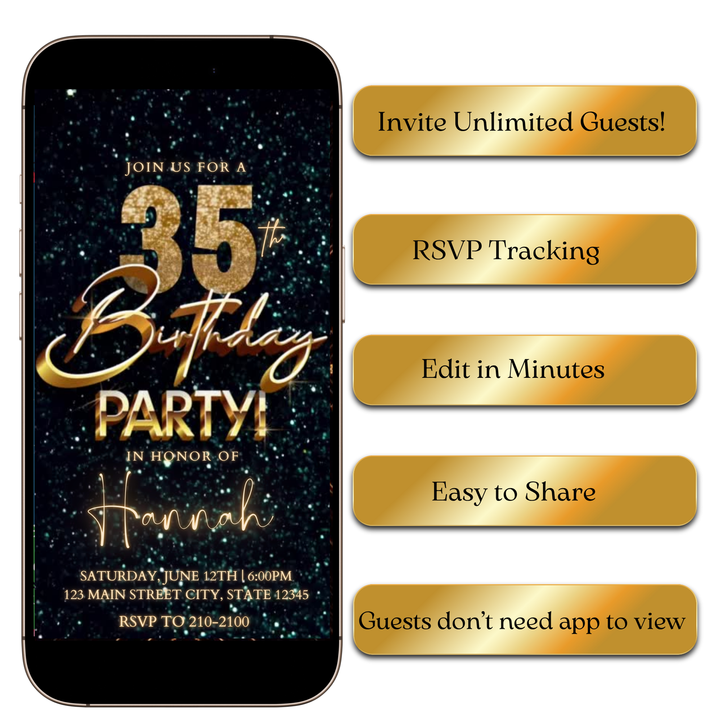 Editable sparkle birthday video invite template online