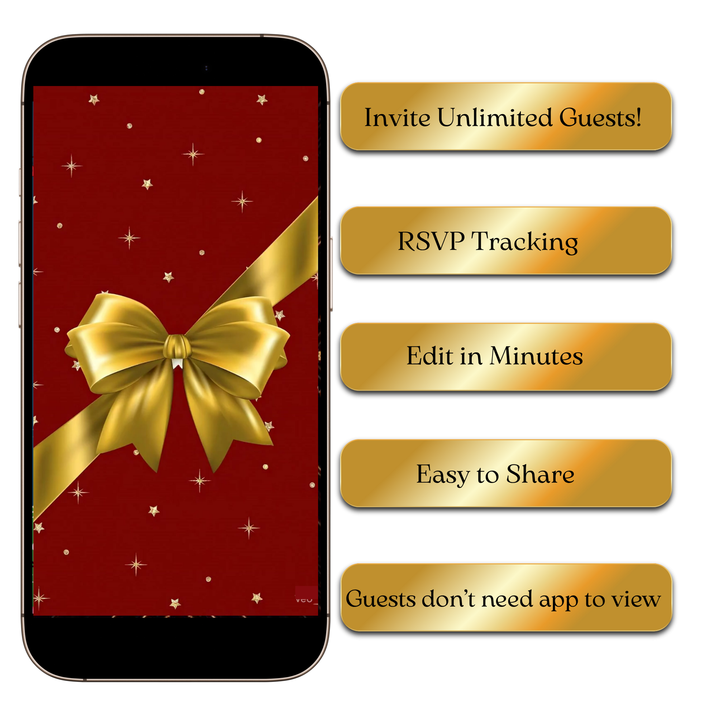 Red star tree ribbon video invite editable online