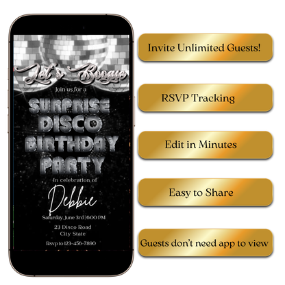 Retro Silver Disco Video Invitation for Mobile Sharing