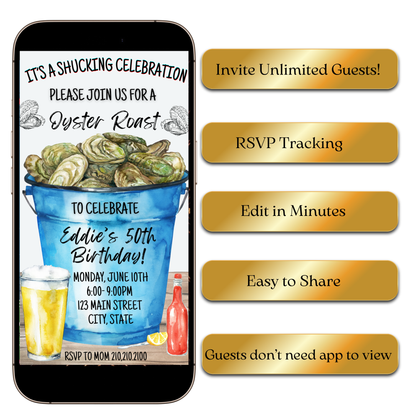 Digital Coastal Seafood Boil Video Invitation MP4 Invite
