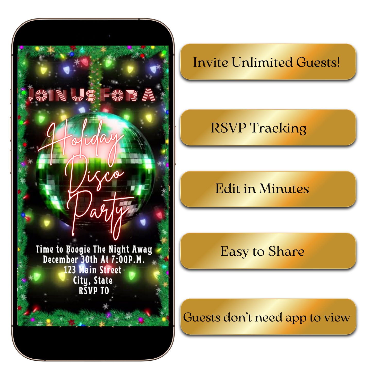 Green and red holiday dance video invite editable