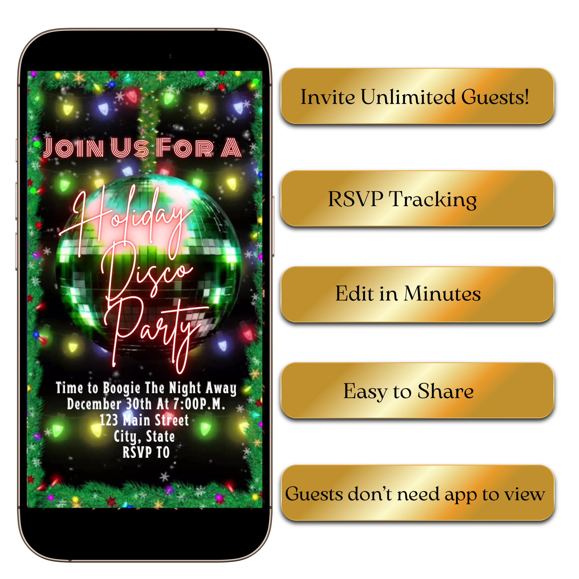 Green and red holiday dance video invite editable