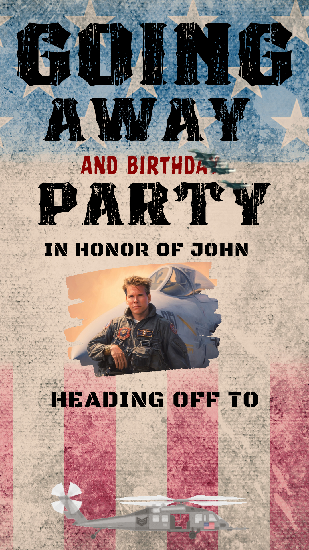 Hand holding phone with animated stars and stripes invite playing