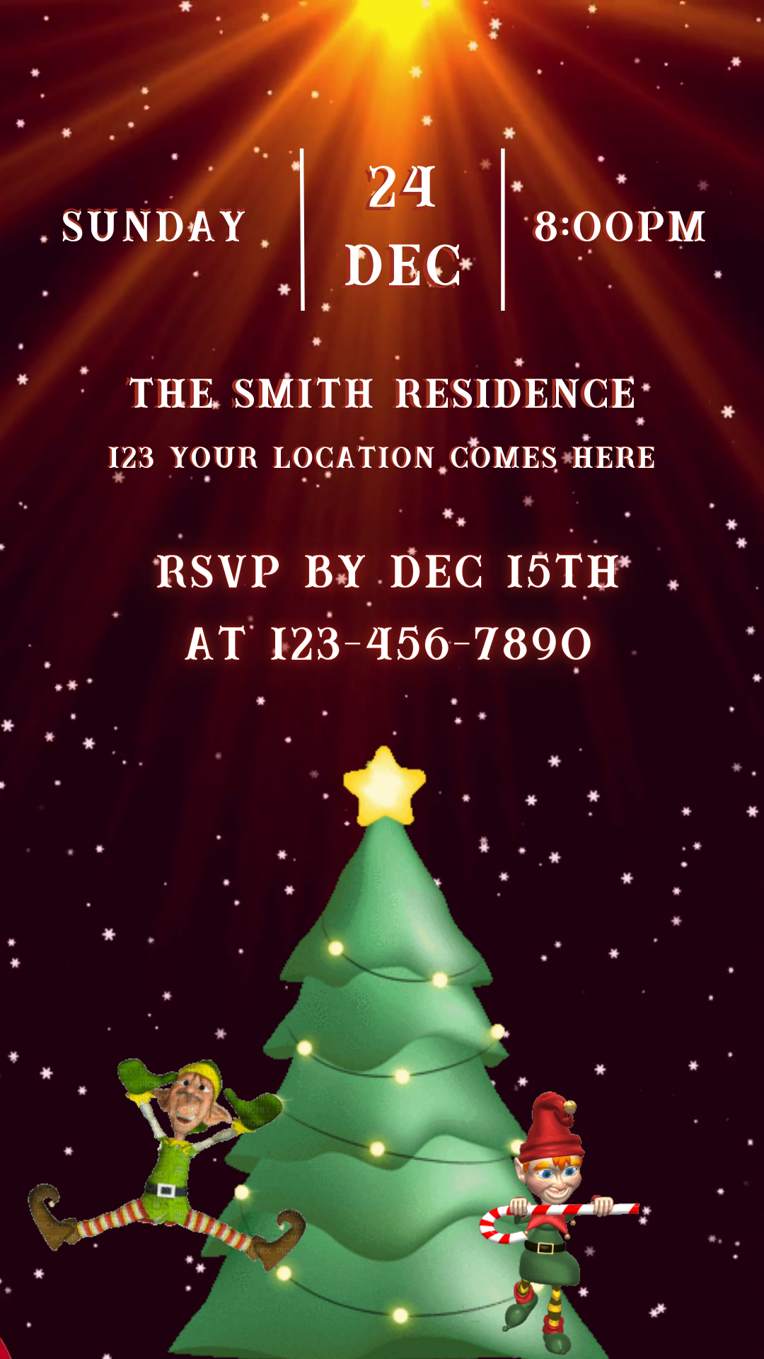Santa Deluxe MP4 party invitation with red and gold accents