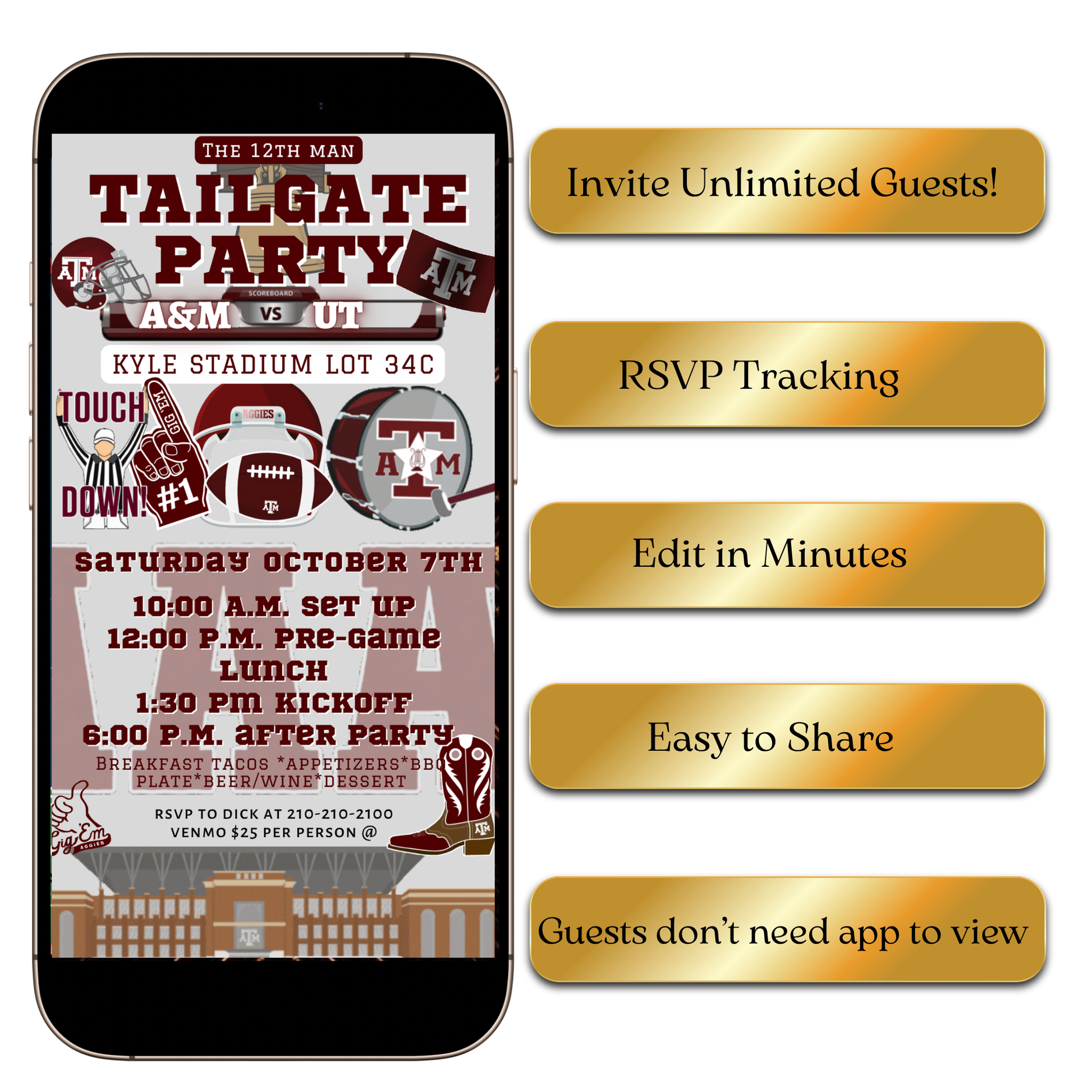 12th Man Kyle Field video invite editable online