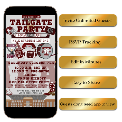 12th Man Kyle Field video invite editable online