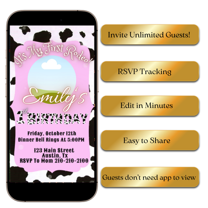 Western first event video invite editable online