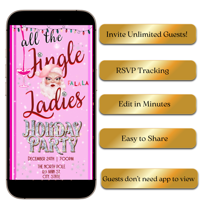 Glamorous holiday girls’ night party video invite shared on WhatsApp