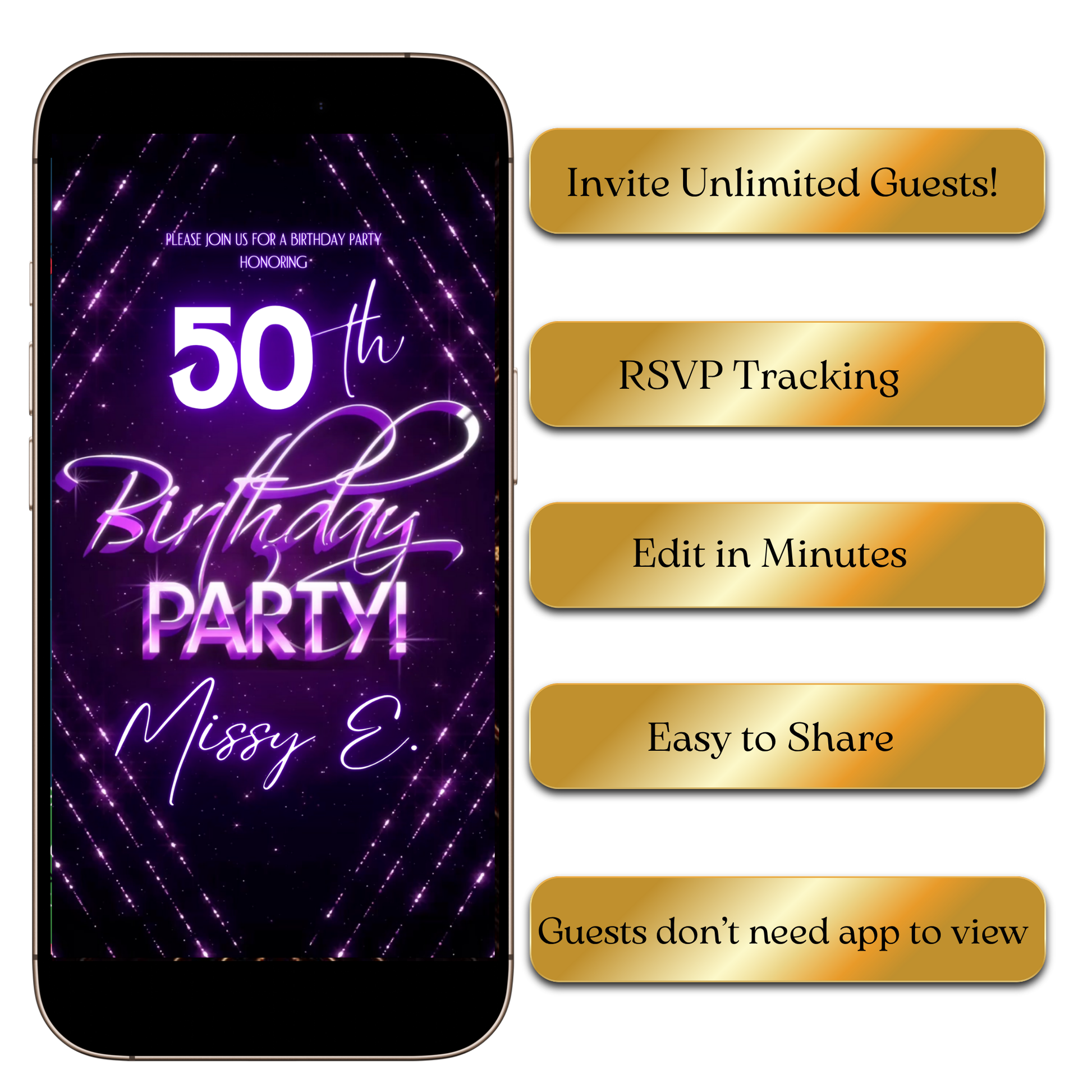 Glowing starburst neon party animated invite template