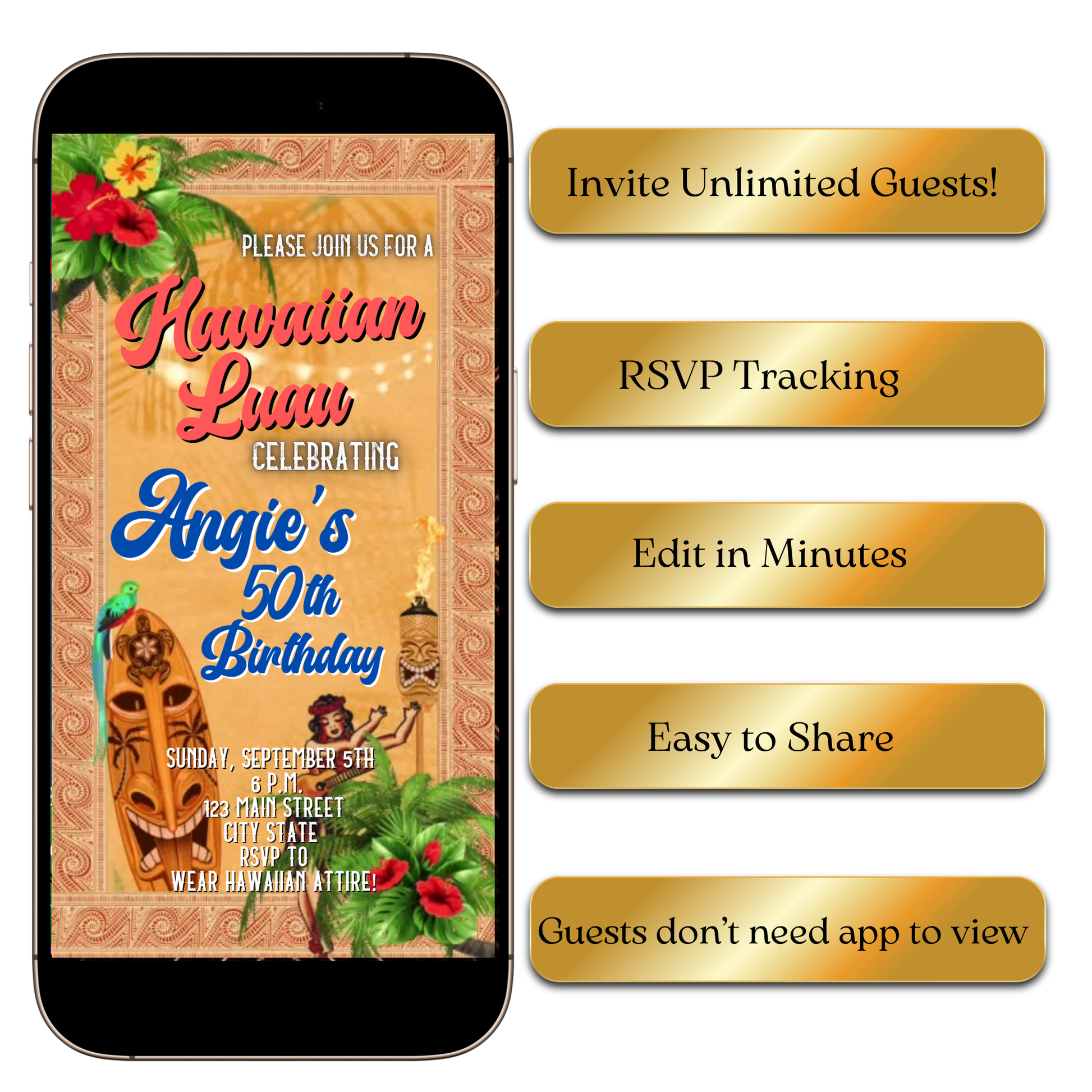 Classic Hawaiian Luau Video Invitation for Mobile Sharing