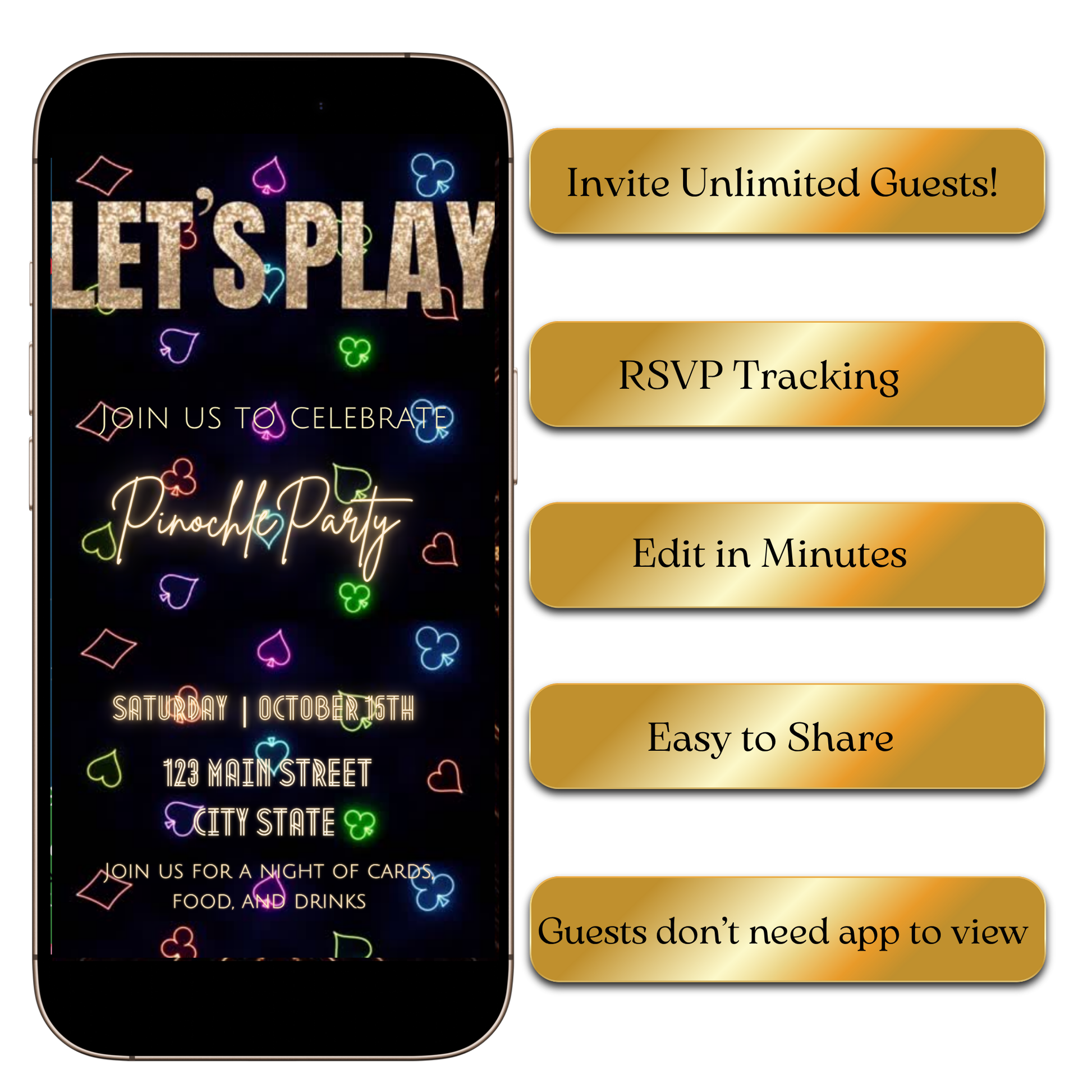 Digital Neon Casino Night Video Invitation MP4 Invite
